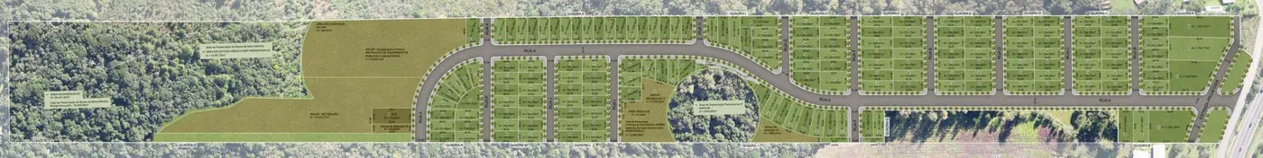 Planta urbanística do loteamento Marco Norte, com a divisão de quadras e lotes